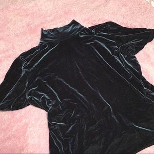 Blue grey plus sized velvet turtleneck